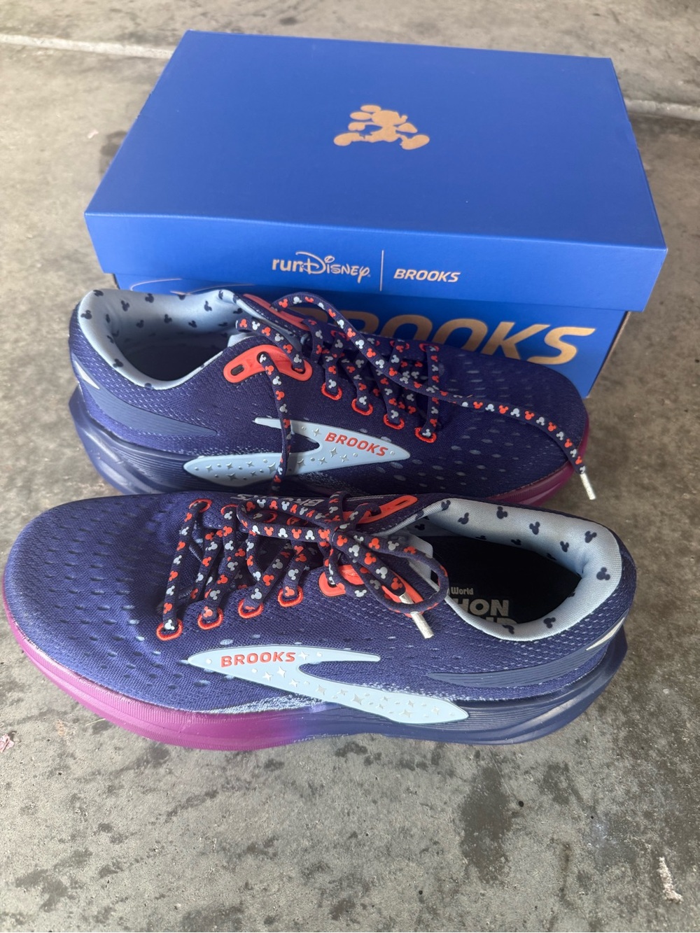 Brooks Kids Navy Purple and Pink Running Sneakers